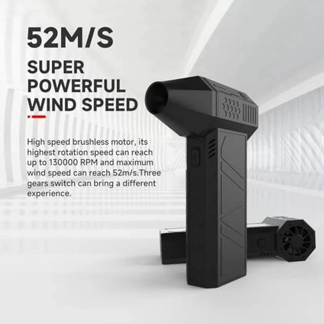 Alt view image 4 of 7 - Super Powerful Turbo Fan Brushless with USB Rechargeable for Dust Snow Blowing, 130000RPM Handheld Electric , 52m / S Wind Speed Duster Fan, Black, Bewinnerif7c16eaok