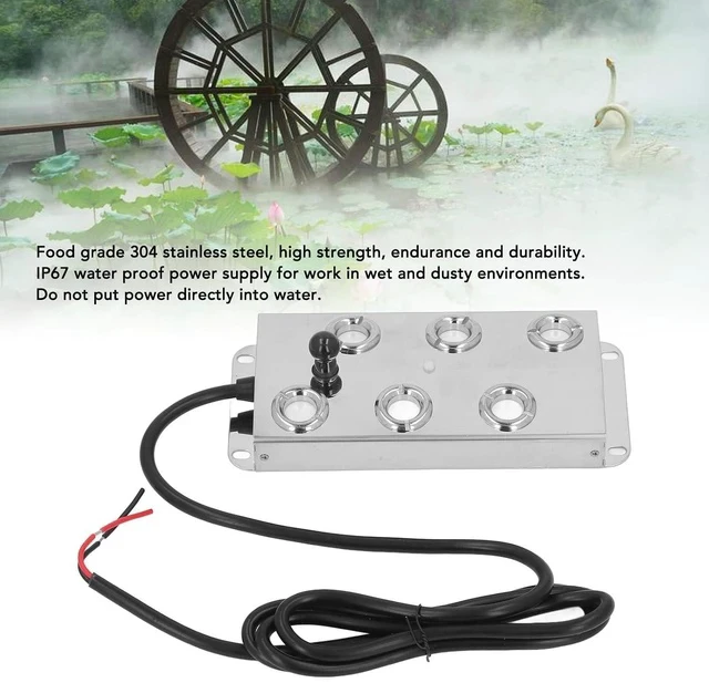 Alt view image 4 of 6 - Water Mister Fogger, 1.5m Cable Ultrasonic Water Pond Fountain Fogger Stainless Steel 6 Heads Quiet Ultrasonic Mist Maker for Landscape Garden DC45-48V