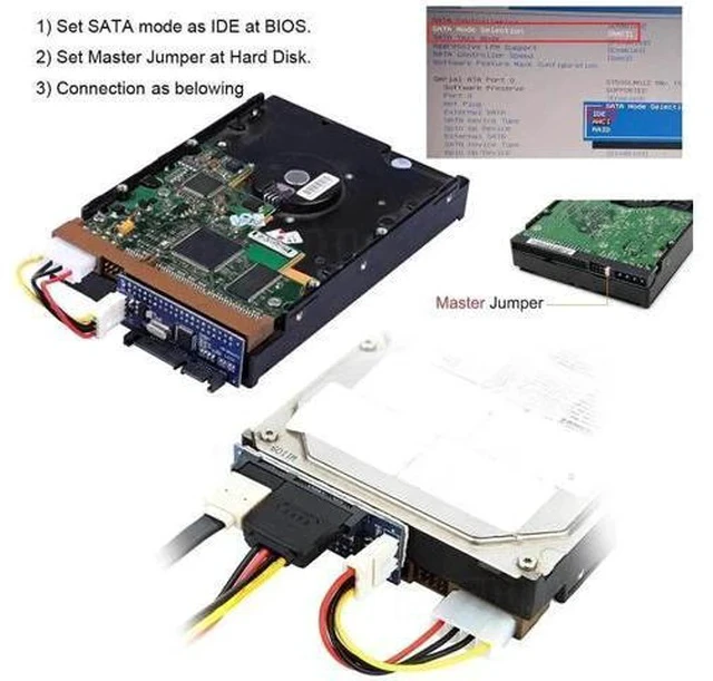 Alt view image 3 of 7 - 40Pin Desktop IDE/PATA to SATA Female PCB Adapter for 3.5" HDD