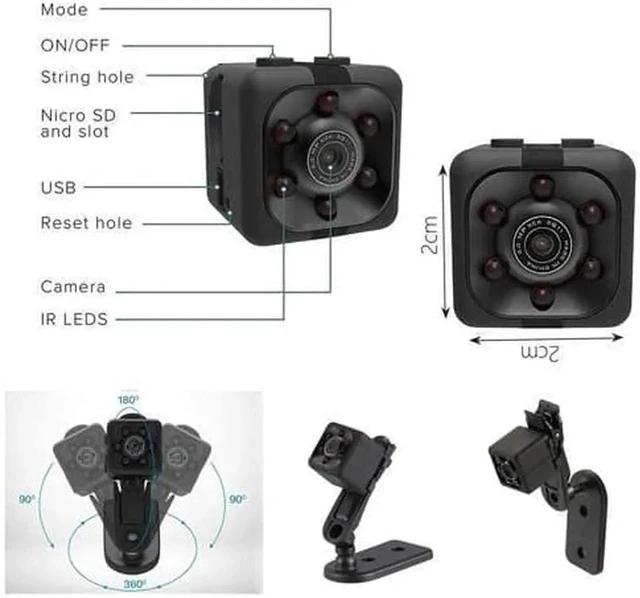 Alt view image 4 of 7 - Mini Spy Camera Include 32G Memory Card Hidden Camera HD 1080P Audio Video Recording Night Vision Motion Detection Surveillance Small Dog Camera Nanny Cam Baby Monitor Home Security Camera