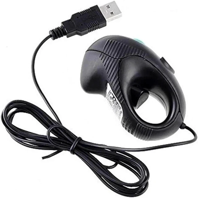 Alt view image 3 of 3 - Portable Mini Finger Hand Held 4D USB Wired Trackball Mouse for Laptop Mac Window Computer Fits Left and Right Handed Users -Black