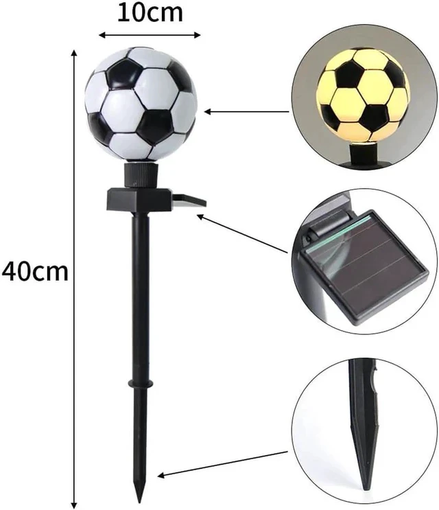 Alt view image 2 of 6 - Gemdeck 2pcs Football Shaped Solar Pathway Lights Soccer Solar Powered Lawn Lights Garden Light