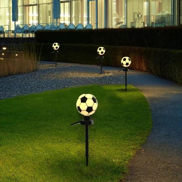Alt view image 5 of 6 - Gemdeck 2pcs Football Shaped Solar Pathway Lights Soccer Solar Powered Lawn Lights Garden Light