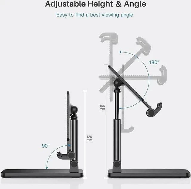 Alt view image 3 of 7 - Cell Phone Holder Adjustable Desktop Cell Phone Stand Cradle Dock Compatible Tablet Stand iPhone Stand Foldable Phone Stand for Desk Thick Case Phone Compatible 4-13in Phone iPad,Tablet