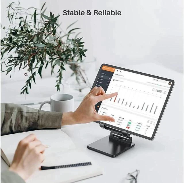 Alt view image 6 of 7 - Cell Phone Holder Adjustable Desktop Cell Phone Stand Cradle Dock Compatible Tablet Stand iPhone Stand Foldable Phone Stand for Desk Thick Case Phone Compatible 4-13in Phone iPad,Tablet