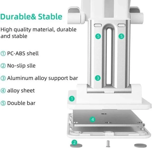 Alt view image 3 of 7 - Cell Phone Holder Adjustable Desktop Cell Phone Stand Cradle Dock Compatible Tablet Stand Foldable Phone Stand Dock for Desk Thick Case Phone Compatible 4-13in Phone iPad,Tablet, Kindle