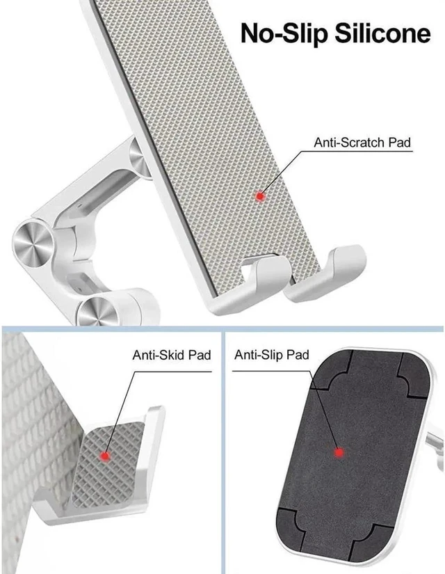 Alt view image 2 of 6 - Desktop Mobile Phone Holder Stand For iPhone iPad Adjustable Desktop Tablet Holder Universal Table Phone Stand for Phone Tablet Kindle Fire or Other 4.7-12.9 inch-Screen Devices, White