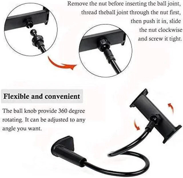 Alt view image 2 of 7 - Gooseneck Tablet Holder - Bendable Tablet Arm - Desk Mount Tablet Stand - for Most 4.7" to 10.6" Tablets - Detachable Holder, Black