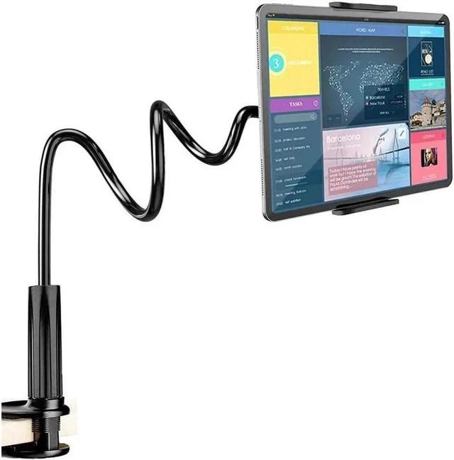 Main image of Gooseneck Tablet Holder,Solid-Grip Phone Holder for Desk,360 Adjustable Universal Gooseneck Lazy Tablet Stand-Fits All Devices Between 4.7-10.5 inches (Black)