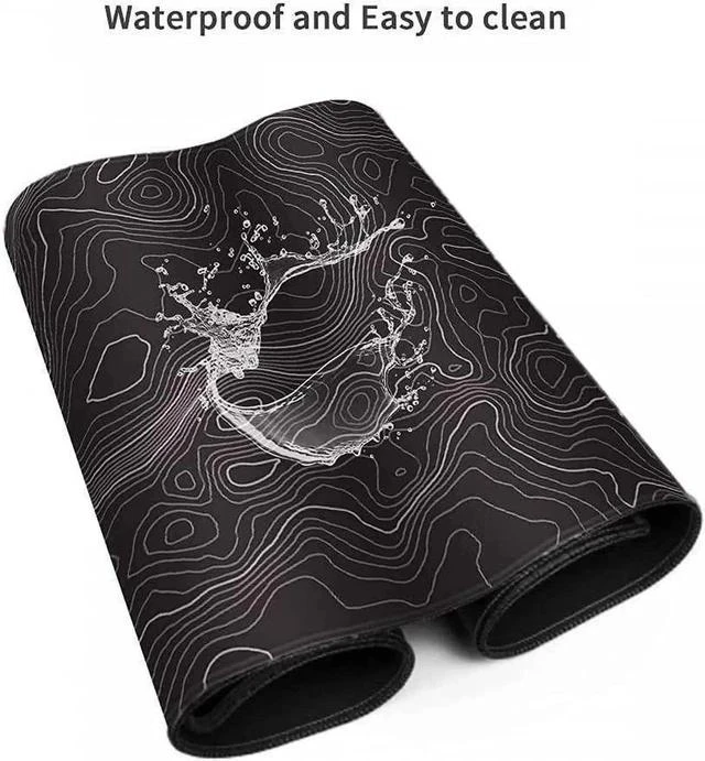 Main image of Large Gaming Mouse Pad Topographic Map Lines Contour Geographic Computer Keyboard Mouse Mat Desk Pad Non-Slip Desk Mat for Home Office Gaming Work, 35.4x15.7 in