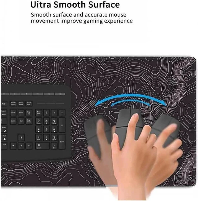 Alt view image 3 of 6 - Large Gaming Mouse Pad Topographic Map Lines Contour Geographic Computer Keyboard Mouse Mat Desk Pad Non-Slip Desk Mat for Home Office Gaming Work, 35.4x15.7 in