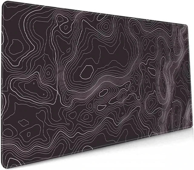 Alt view image 6 of 6 - Large Gaming Mouse Pad Topographic Map Lines Contour Geographic Computer Keyboard Mouse Mat Desk Pad Non-Slip Desk Mat for Home Office Gaming Work, 35.4x15.7 in