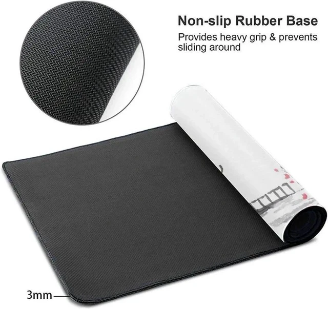 Alt view image 4 of 6 - Black and White Sumi-E Painting Cherry Blossom Temple Art Gaming Mouse Pad XL Extended Large Mouse Mat Desk Pad Stitched Edges Mousepad Long Non-Slip Rubber Base Mice Pad 31.5 X 11.8 Inch Limited tim