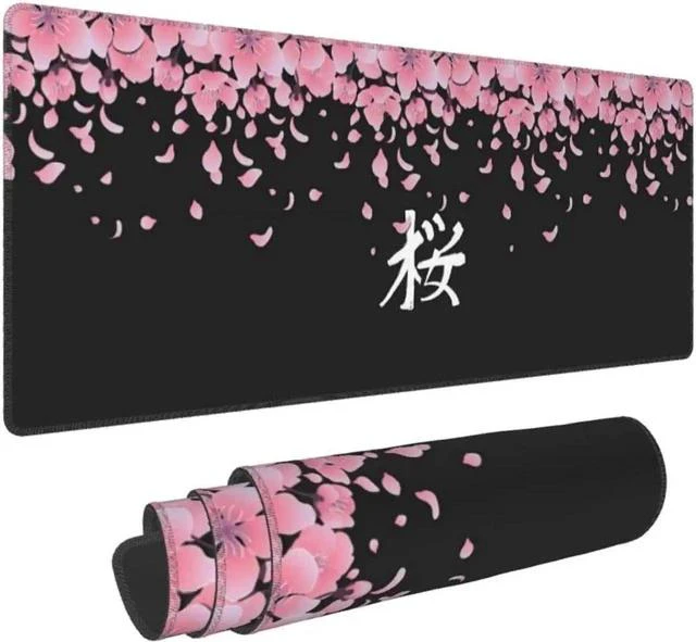 Main image of Sakura Extended Mouse Pad 31.5x11.8 Inch XL Japanese Word Cherry Blossom Flower Non-Slip Rubber Base Large Gaming Mousepad Stitched Edges Waterproof Keyboard Mouse Mat Desk Pad for Office Home