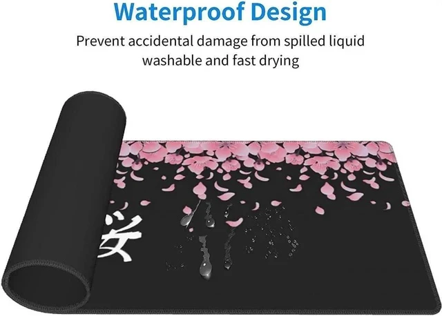 Alt view image 6 of 6 - Sakura Extended Mouse Pad 31.5x11.8 Inch XL Japanese Word Cherry Blossom Flower Non-Slip Rubber Base Large Gaming Mousepad Stitched Edges Waterproof Keyboard Mouse Mat Desk Pad for Office Home