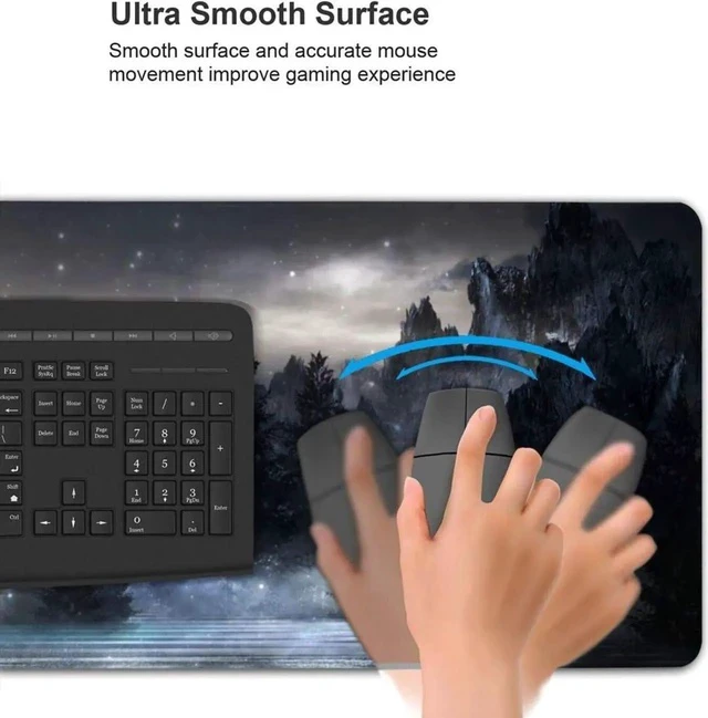 Alt view image 5 of 6 - Forest Extra Large Black Gaming Mouse Pad Non-Slip Rubber Base Giant Mountain Mousepad 35.4×15.7in with Stitched Edge Waterproof Keyboard Pads Computer Desk Laptop Mat for Work Game Office Home
