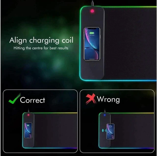 Alt view image 7 of 7 - Wireless Charging RGB Gaming Mouse Pad 10W, LED Mouse Mat 800x300x4MM, 10 Light Modes Extra Large Mousepad Non-Slip Rubber Base Computer Keyboard Mat for Gaming, MacBook, PC, Laptop, Desk
