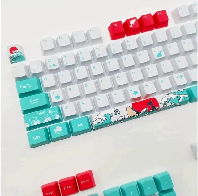 Alt view image 2 of 5 - Keycap 60 Percent for GK61 RK61 Anne Pro, 104/87/61 Custom Fullsize Key Cap Set for Cherry Mx Gateron Kailh Switch 60% Mechanical Gaming Keyboard (Coral Sea)