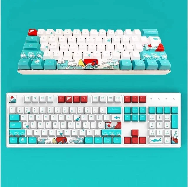 Alt view image 5 of 5 - Keycap 60 Percent for GK61 RK61 Anne Pro, 104/87/61 Custom Fullsize Key Cap Set for Cherry Mx Gateron Kailh Switch 60% Mechanical Gaming Keyboard (Coral Sea)