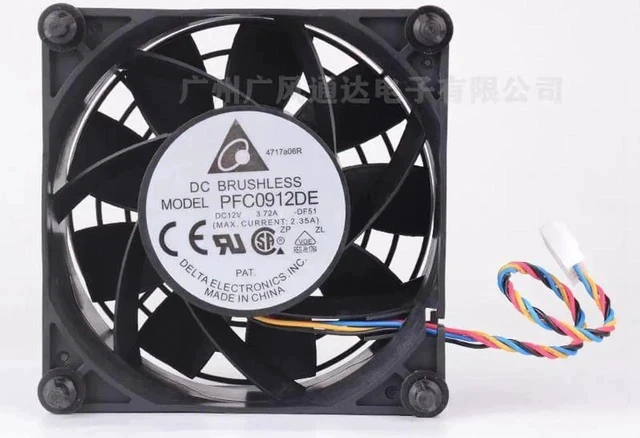 Alt view image 3 of 5 - PFC0912DE 92mm fan 92x92x38mm 9238 9038 DC12V 3.72A 4 wires pwm large air volume cooling fan for server
