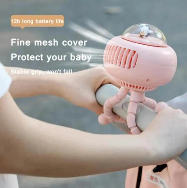 Alt view image 2 of 5 - Gemdeck Mini Flexible Air Conditioner 3600mAh Chargeable Stroller Cooling Fan 130° Auto Rotation 4-gear Wind Handheld for Outdoors Quiet