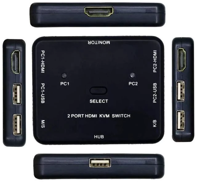 Main image of 2 Port HDMI Switcher 2 Port USB KVM Switch 2 in 1 Out HD Switch USB Keyboard Mouse Sharing Device for Computer, PC, Laptop, Desktop, Monitor, Printer, Keyboard, Mouse Contro