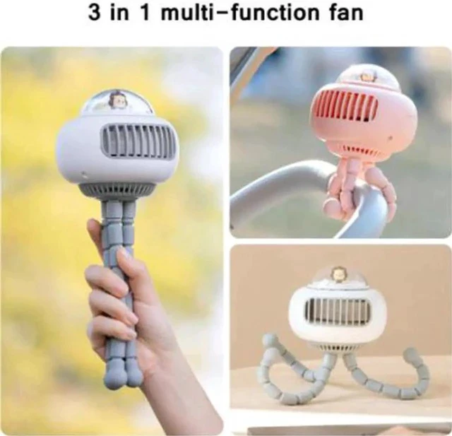 Alt view image 3 of 5 - Gemdeck Mini Flexible Air Conditioner 3600mAh Chargeable Stroller Cooling Fan 130° Auto Rotation 4-gear Wind Handheld for Outdoors Quiet