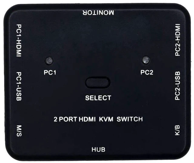Alt view image 4 of 5 - 2 Port HDMI Switcher 2 Port USB KVM Switch 2 in 1 Out HD Switch USB Keyboard Mouse Sharing Device for Computer, PC, Laptop, Desktop, Monitor, Printer, Keyboard, Mouse Contro