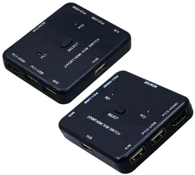 Alt view image 5 of 5 - 2 Port HDMI Switcher 2 Port USB KVM Switch 2 in 1 Out HD Switch USB Keyboard Mouse Sharing Device for Computer, PC, Laptop, Desktop, Monitor, Printer, Keyboard, Mouse Contro