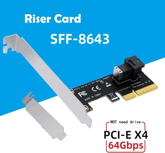 Alt view image 2 of 6 - PCI Express X4 to SFF-8643 Adapter Riser Card 64Gbps PCIE X4 to SFF-8643 Expansion Card Support U2 PCIe NVMe SSD for Chia Mining