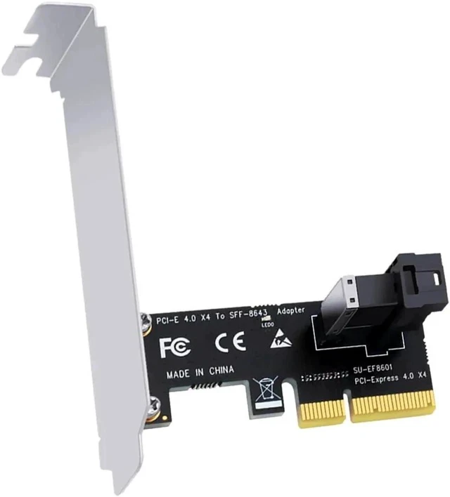 Alt view image 4 of 6 - PCI Express X4 to SFF-8643 Adapter Riser Card 64Gbps PCIE X4 to SFF-8643 Expansion Card Support U2 PCIe NVMe SSD for Chia Mining