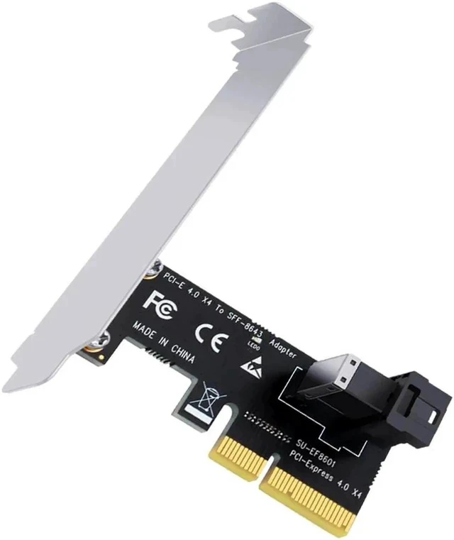 Alt view image 5 of 6 - PCI Express X4 to SFF-8643 Adapter Riser Card 64Gbps PCIE X4 to SFF-8643 Expansion Card Support U2 PCIe NVMe SSD for Chia Mining
