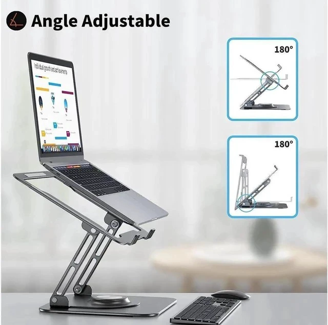 Alt view image 7 of 7 - Laptop Cooling Stand, 360 Degree Rotation,Adjustable Ergonomic Portable Aluminum Laptop Holder, Foldable Computer Stand Anti-Slip Laptop Riser Compatible with 10-16 inch Laptops (Black)