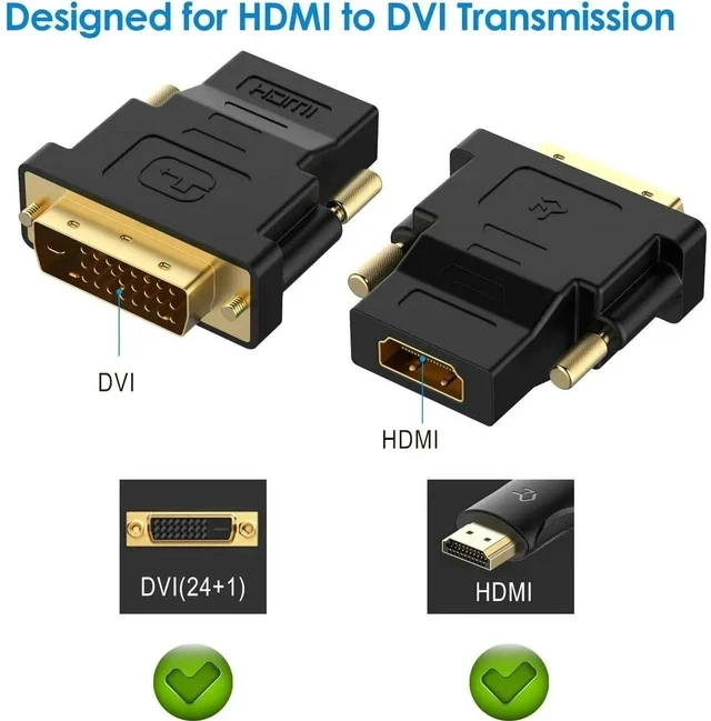 Alt view image 4 of 7 - DVI to HDMI, Bidirectional DVI-D to HDMI Male to Female Adapter with Gold-Plated 2 Pack