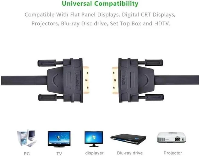 Alt view image 6 of 6 - (3.3ft/1m) DVI Extension cable,DVI-D 24+1 Dual Link Male to Male Digital Video Cable Gold Plated with Ferrite Core Support 2560x1600 and 3D for Gaming, DVD, Laptop, HDTV and Projector, 11672