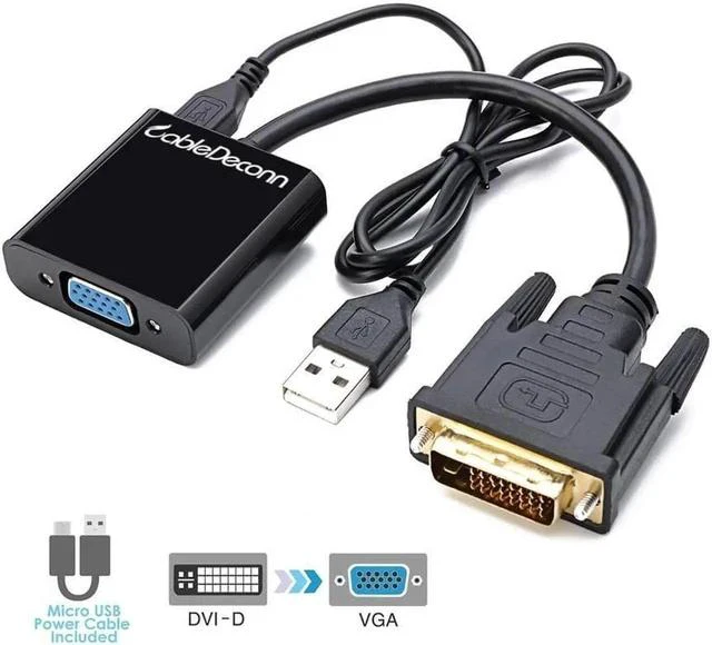 Main image of DVI 24+1 DVI-D M to VGA Male With Micro USB Active Adapter Converter Cable for PC DVD Monitor HDTV