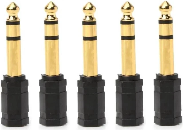 Alt view image 2 of 5 - 5PCS Gold Plated 3.5mm to 6.35mm Stereo Jack Headphone Adaptor Connector