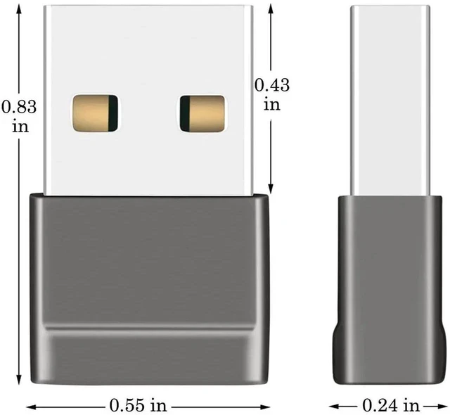Alt view image 6 of 7 - USB C Female to USB Male Adapter (4 Pack), Ultra Compact Converter Compatible with iPhone 16 15 Apple Watch AirPods CarPlay and More, Gray Aluminium Alloy