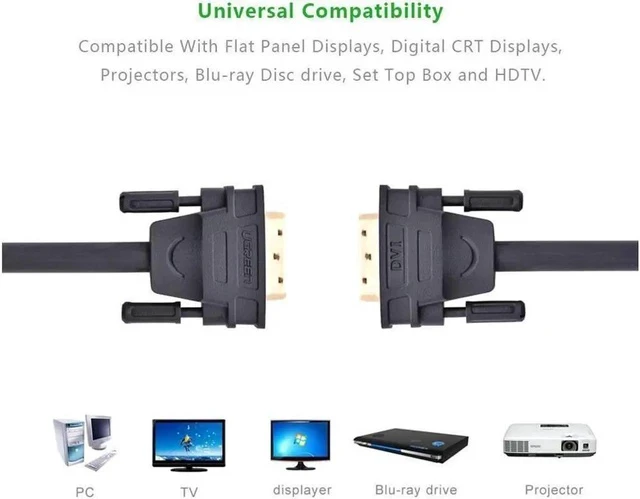 Alt view image 2 of 6 - (3.3ft/1m) DVI Extension cable,DVI-D 24+1 Dual Link Male to Male Digital Video Cable Gold Plated with Ferrite Core Support 2560x1600 and 3D for Gaming, DVD, Laptop, HDTV and Projector, 11672