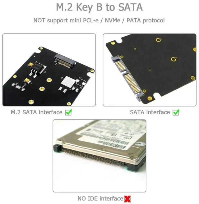 Alt view image 2 of 7 - M.2 Adapter to 2.5 SATA Enclosure, B & M Key SATA Based NGFF SSD Converter to 2.5 Inch SATA 3.0 Card Support 2230 2242 2260 2280 Hard Drive with 7mm Case