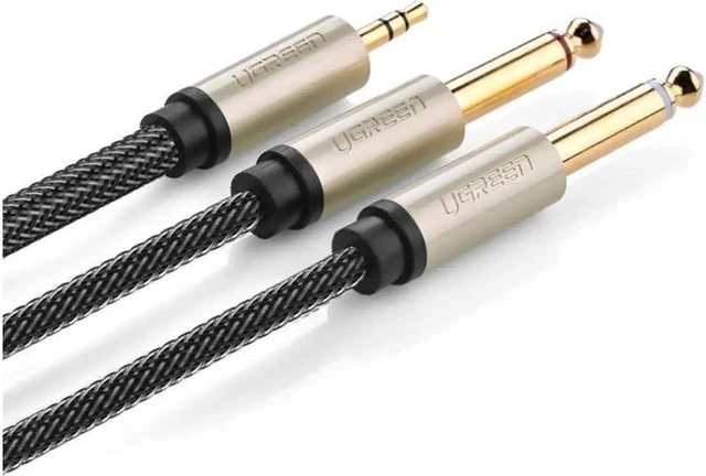 Alt view image 3 of 5 - 3.28ft/1m High quality 3.5mm to Dual 6.35mm audio Y golden cable ,3.5mm male to 2 x 6.35mm male cable