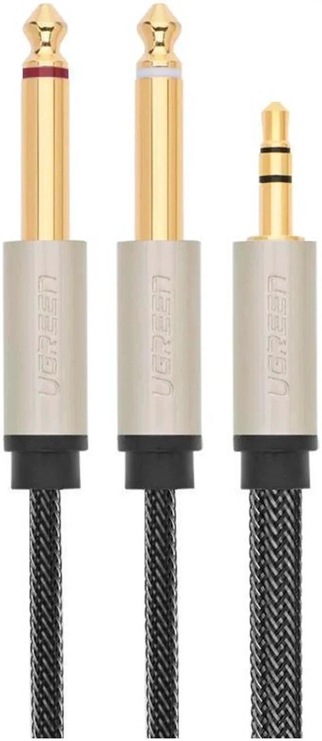Alt view image 4 of 5 - 3.28ft/1m High quality 3.5mm to Dual 6.35mm audio Y golden cable ,3.5mm male to 2 x 6.35mm male cable