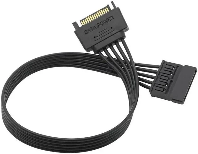 Alt view image 2 of 3 - SATA 15Pin Male to 15P Female Power Extension Cable HDD SSD Power Supply Cable SATA Power Cable 30CM