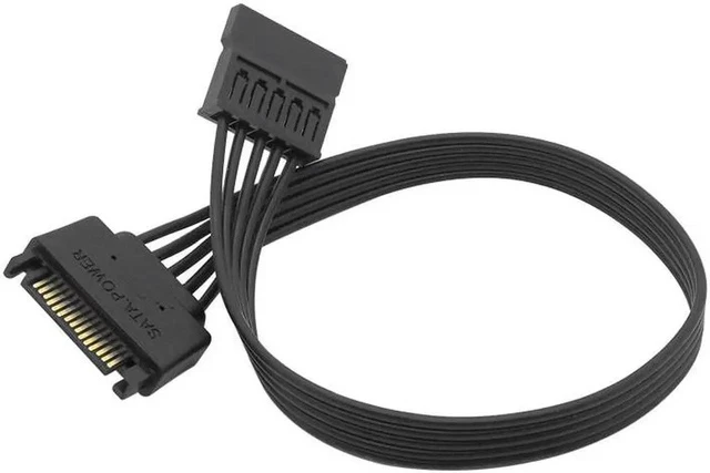 Alt view image 3 of 3 - SATA 15Pin Male to 15P Female Power Extension Cable HDD SSD Power Supply Cable SATA Power Cable 30CM