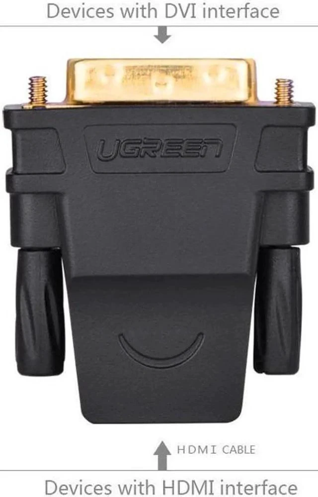 Alt view image 3 of 4 - UGREEN HDMI to DVI Converter adapter, High Speed HDMI Female to DVI 24+1 DVI-D Male Adapter Gold Plated Support 1080P for HDTV, Plasma, DVD and Projector ,Fully compatible with all HDTV formats.