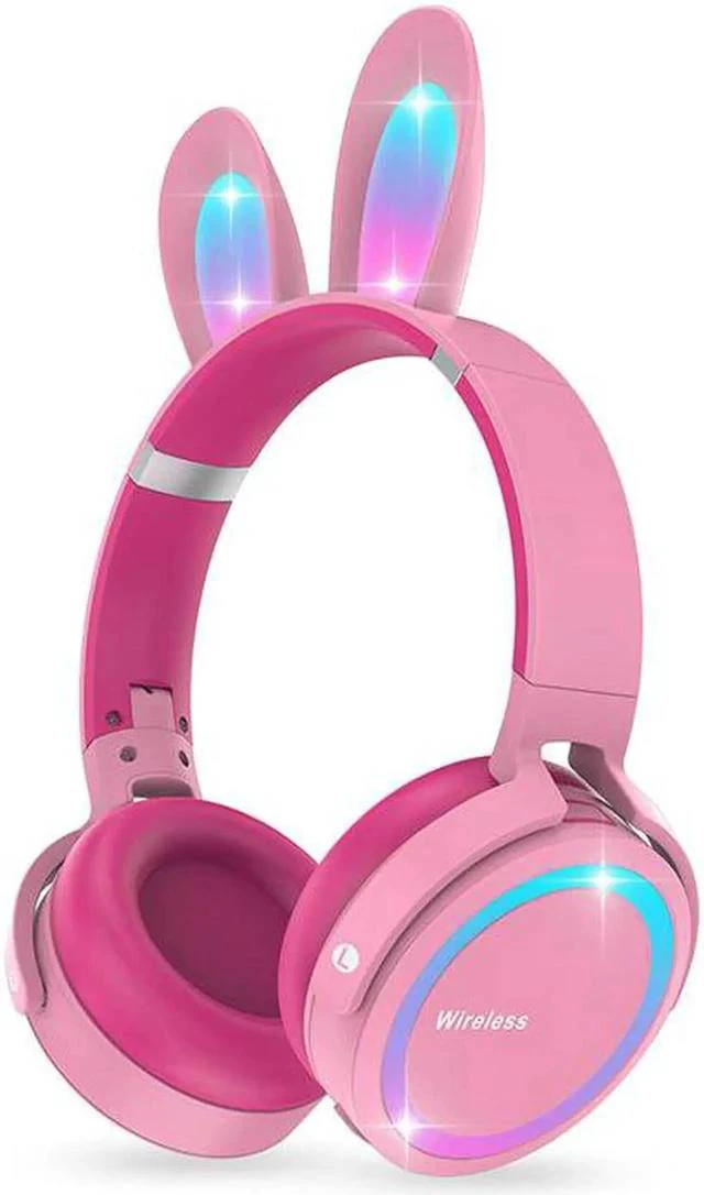 Main image of Gemdeck Headphones with LED Illuminated Rabbit Ears Audio Headphones Pink