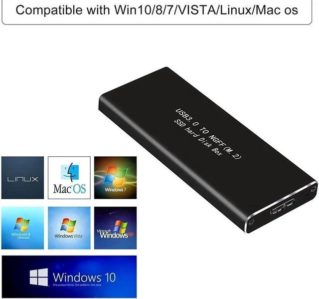 Alt view image 6 of 6 - M.2 NGFF to USB3.0 Hard Drive Cases, for SATA B/B+M Key NGFF External SSD Reader and Writer Superspeed 5Gbps M2 HDD to USB 3.0 Adapter Support UASP Compatible for 2230 2242 2260 2280