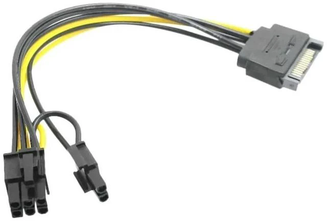 Main image of FOR 15Pin SATA Male to 8Pin(6+2) PCI-E Power Supply Cable SATA Cable 15-Pin to 8 Pin Cable 18AWG Wire for Graphic Card(1Pcs)