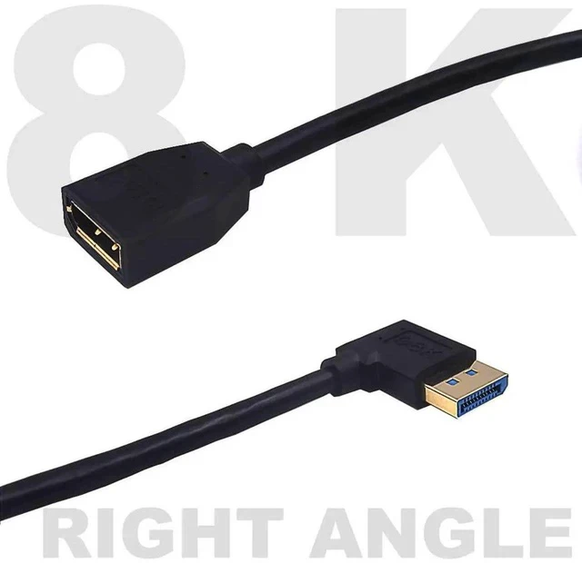 Alt view image 4 of 4 - 2ft 32.4Gbps 8K@60Hz DisplayPort Extension Cable, Right Angle Male to Female DP 1.4 Extender Adapter Ultra HD Cable for HDTV Laptop Monitor Projector PS4 PS5, Support 4K@144Hz 2K@165Hz