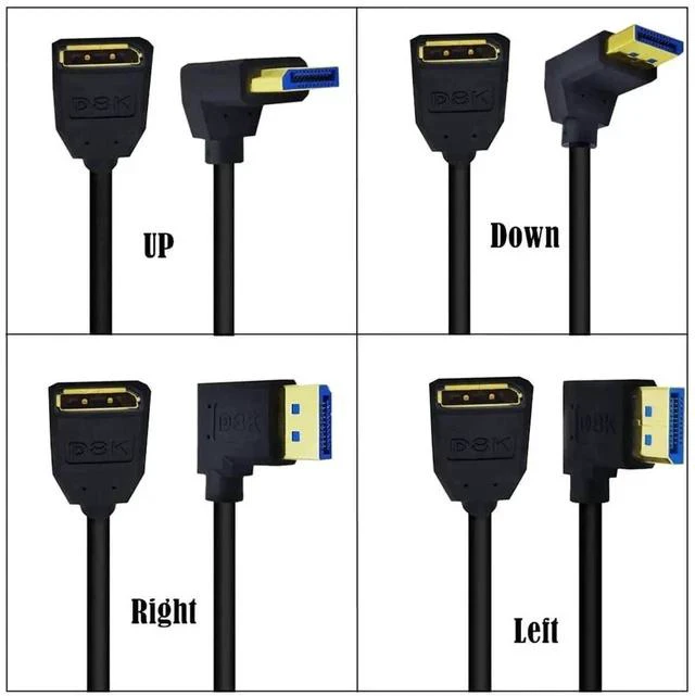 Alt view image 4 of 5 - 2ft 32.4Gbps 8K@60Hz DisplayPort Extension Cable, Up Angle Male to Female DP 1.4 Extender Adapter Ultra HD Cable for HDTV Laptop Monitor Projector PS4 PS5, Support 4K@144Hz 2K@165Hz